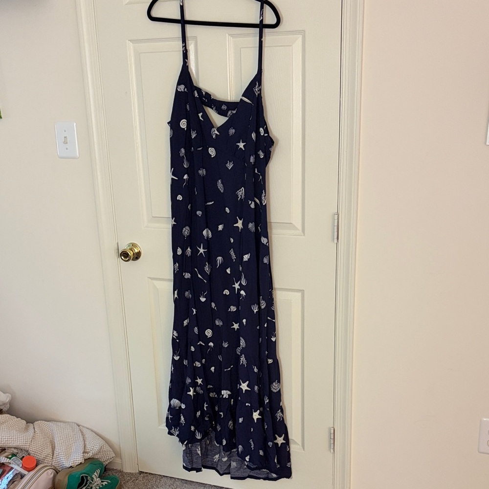 Navy Star & Shell Print Maxi Dress - Women's